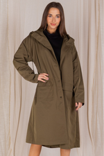 Olive Water Resistant midi Length Jacket
