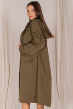Olive Water Resistant midi Length Jacket