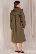 Olive Water Resistant midi Length Jacket