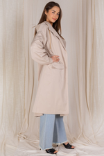 Beige Water Resistant Midi Length Jacket