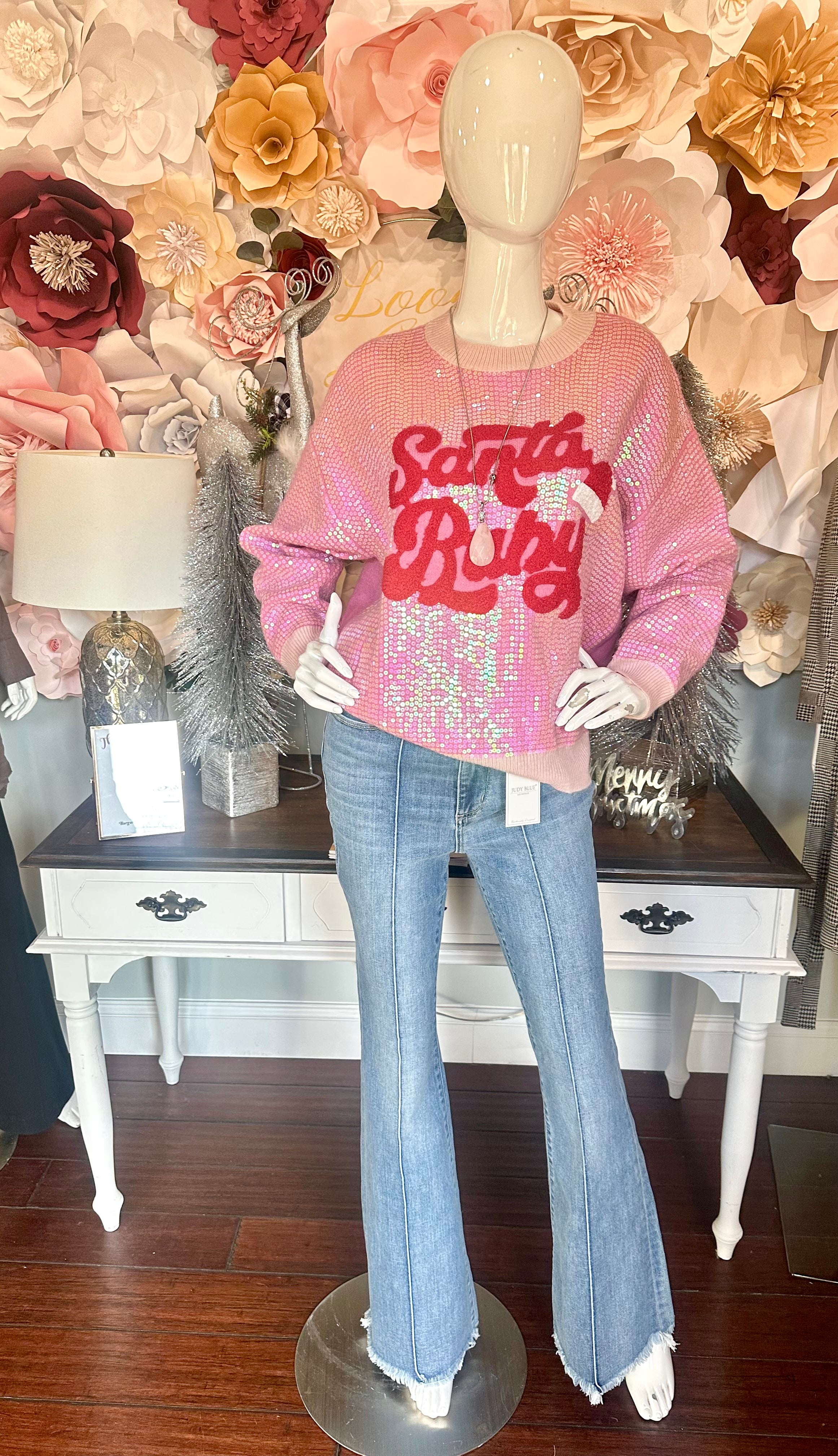 Pink Sequenced Santa Baby