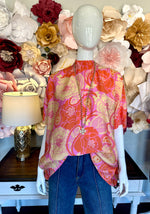 Pink Orange Tie Mock Neck