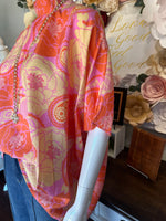 Pink Orange Tie Mock Neck