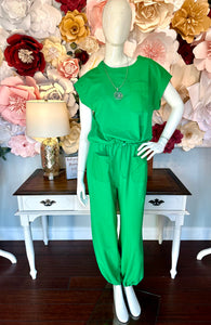 Green Short Sleeve top with drawstring