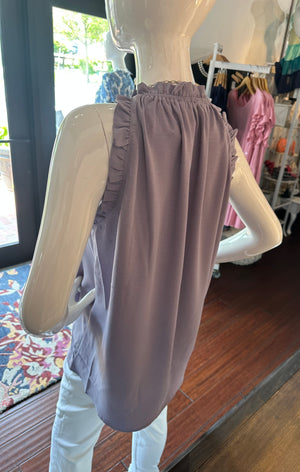 Lavender Sleeveless Top with Ruffle Detail