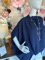 Crepe Mock Neck Back Neck Tie Top