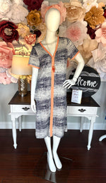Multi color Navy Dress with Orange Detail