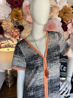 Multi color Navy Dress with Orange Detail