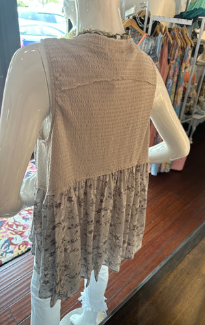 Taupe Tunic with floral bottom