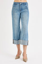 Risen Brand High Rise Wide Cuffed Jeans