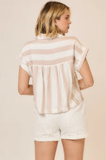 Khaki Striped S/S top