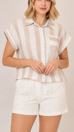 Khaki Striped S/S top
