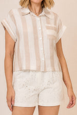Khaki Striped S/S top