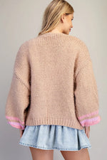 Beige Open Front Cardigan