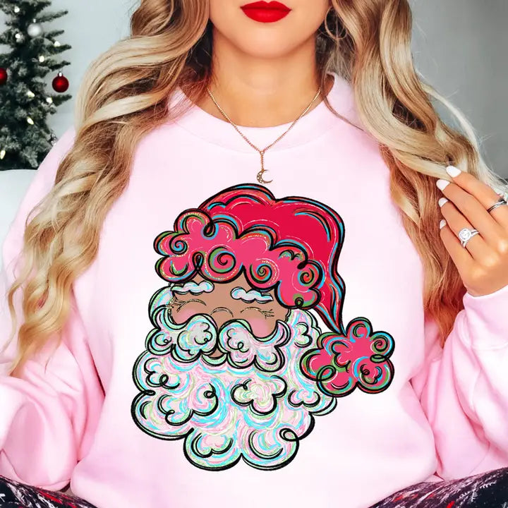 Pink Painted Santa Sweatshirt