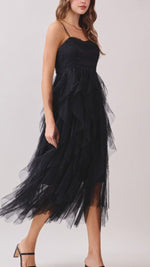 Black Ruffle Tulle Long Dress
