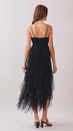 Black Ruffle Tulle Long Dress