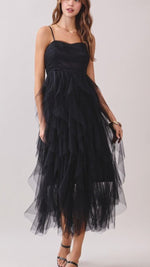 Black Ruffle Tulle Long Dress