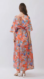 Orange Floral Mix Long Dress