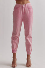 Pink acid wash HW joggers