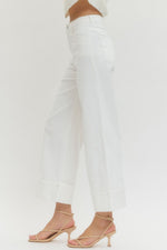 White Mid-rise cuffed pants
