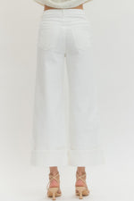 White Mid-rise cuffed pants
