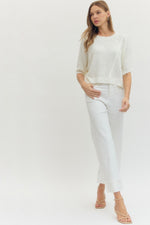 White Mid-rise cuffed pants