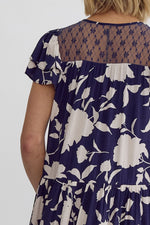 Navy Floral Print Dress