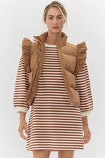 Ruffled Cap Sleeve Puffy Vest
