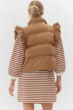 Ruffled Cap Sleeve Puffy Vest