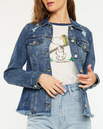 Kancan Fray Hem Denim Jacket