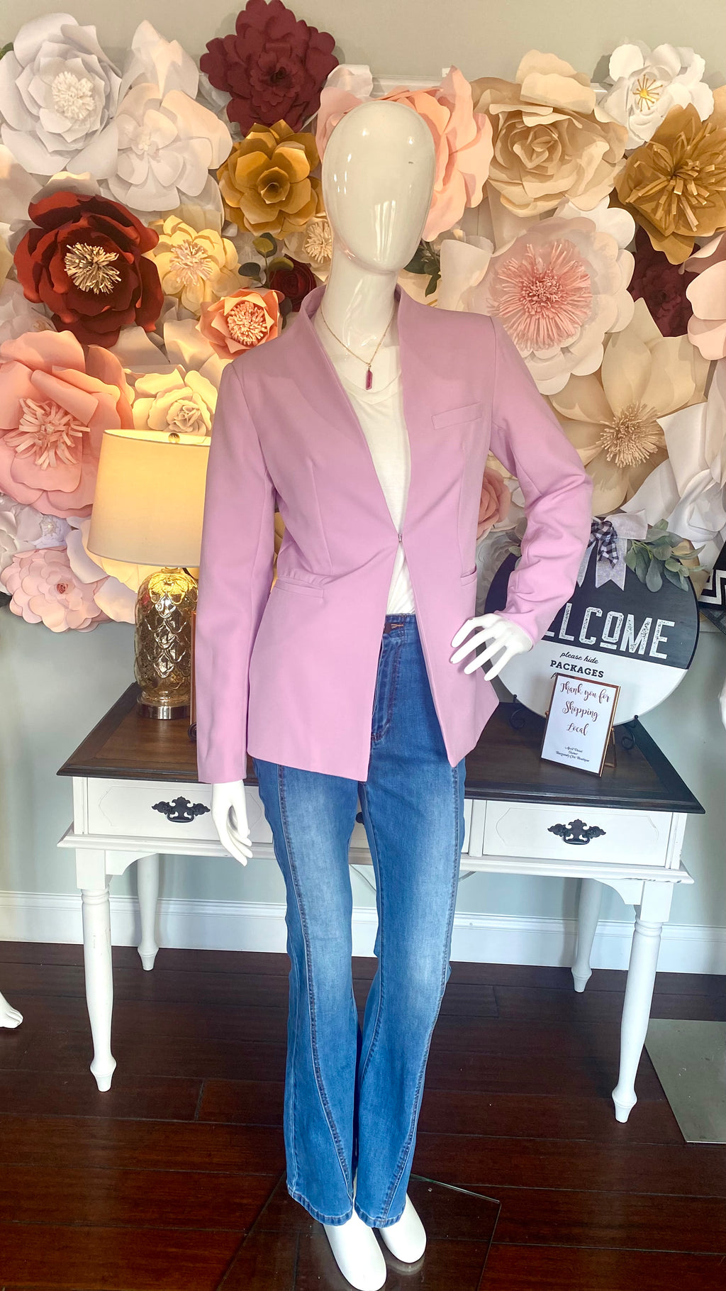 Lilac Inverted Collar Blazer