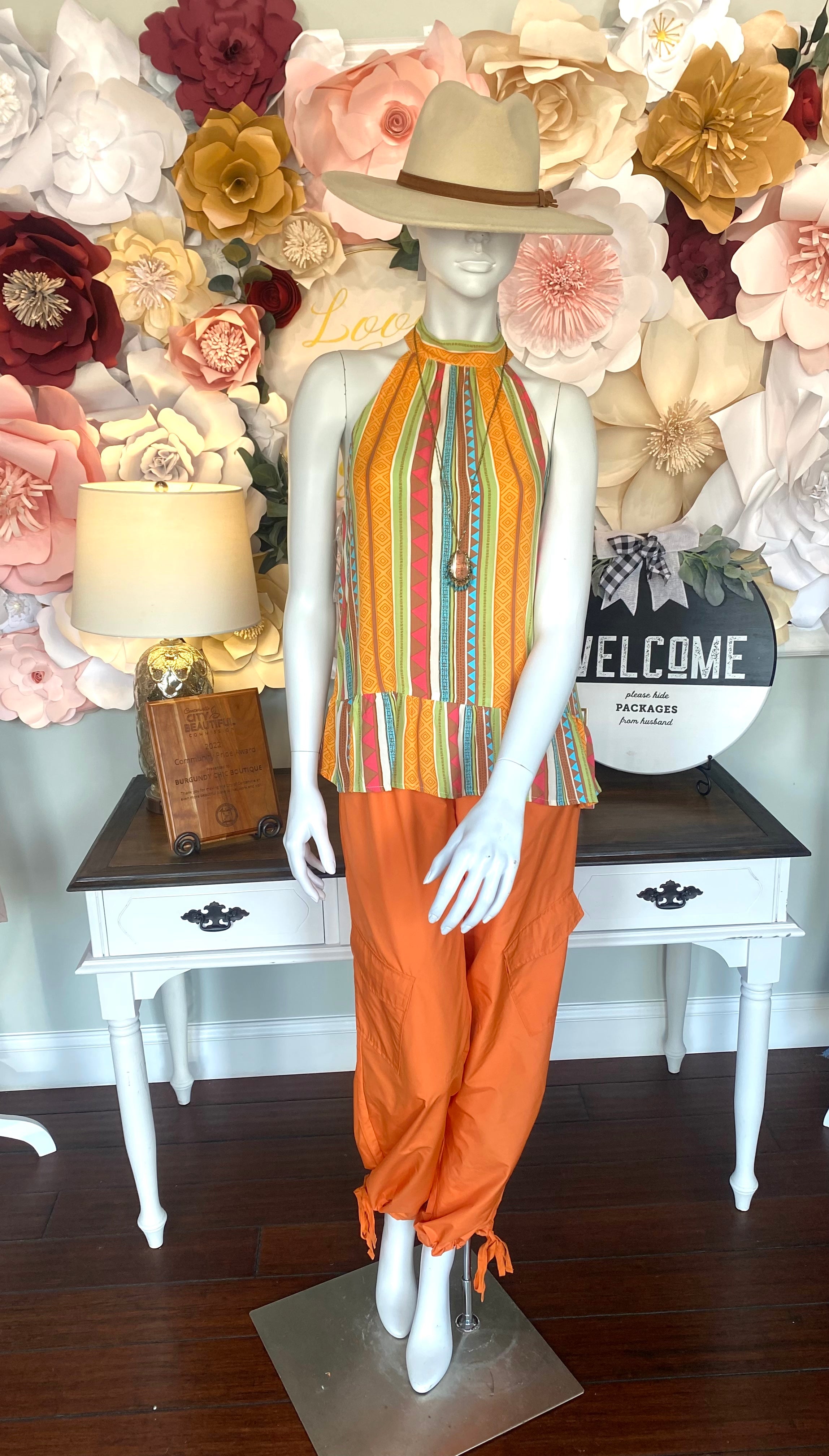 Orange Parachute Cargo Pants