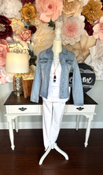 Light Wash Denim Jacket with fringe detail