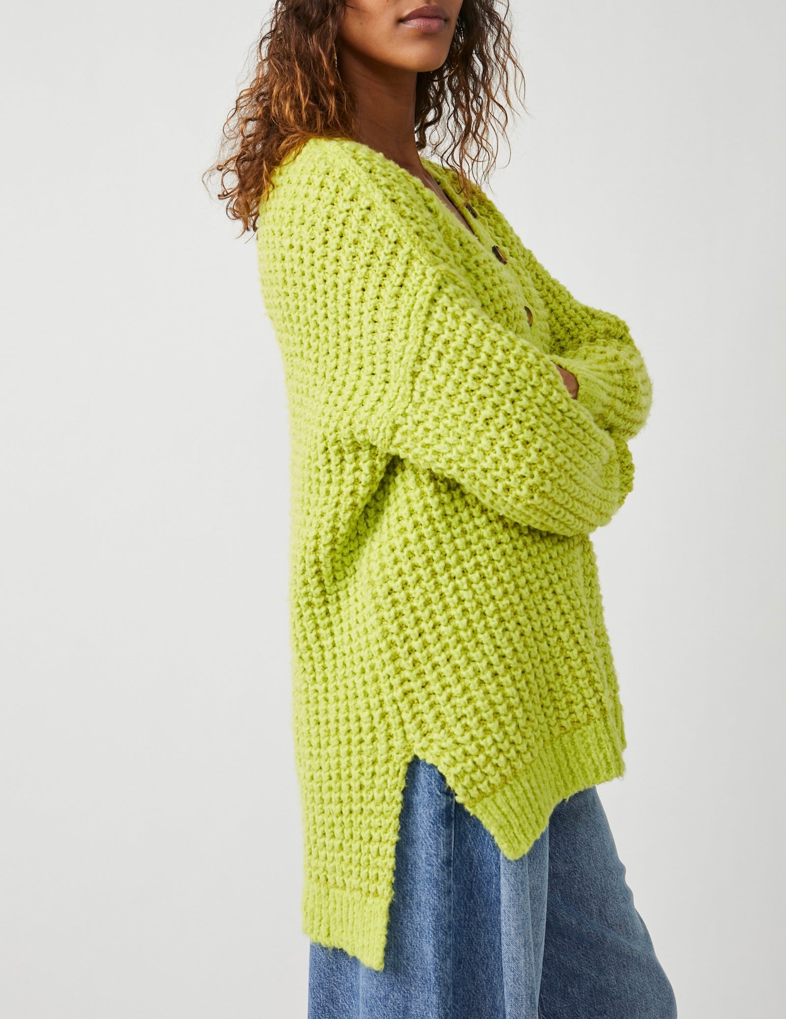 Free People Lime Thermal Sweater