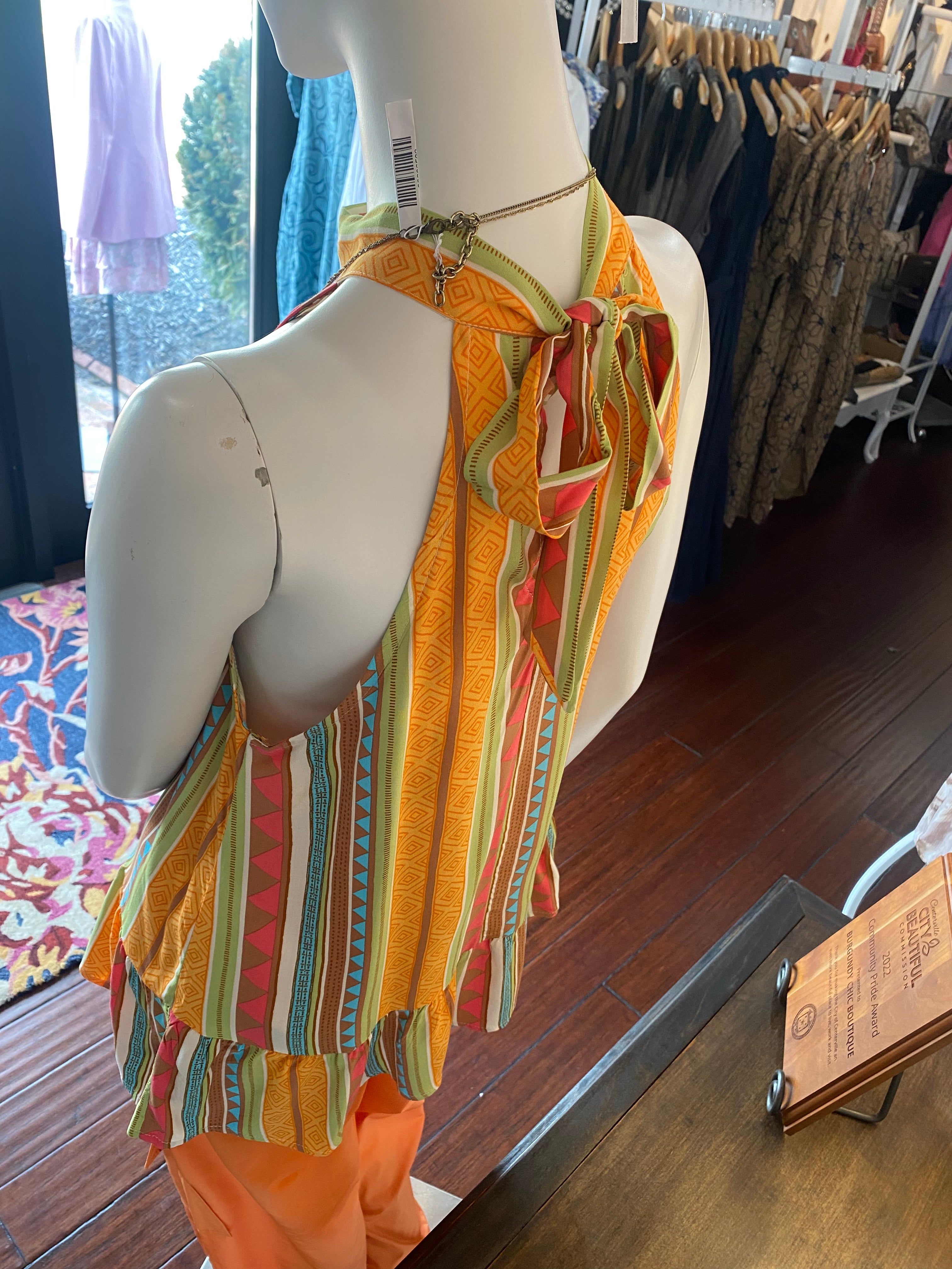 Sleeveless Multi Color Striped top