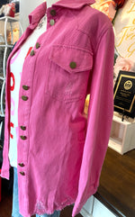 Hot Pink Distressed Shacket