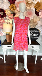 Hot Pink Mix Ruffle Sleeve and Hem- Plus