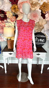 Hot Pink Mix Ruffle Sleeve and Hem- Plus