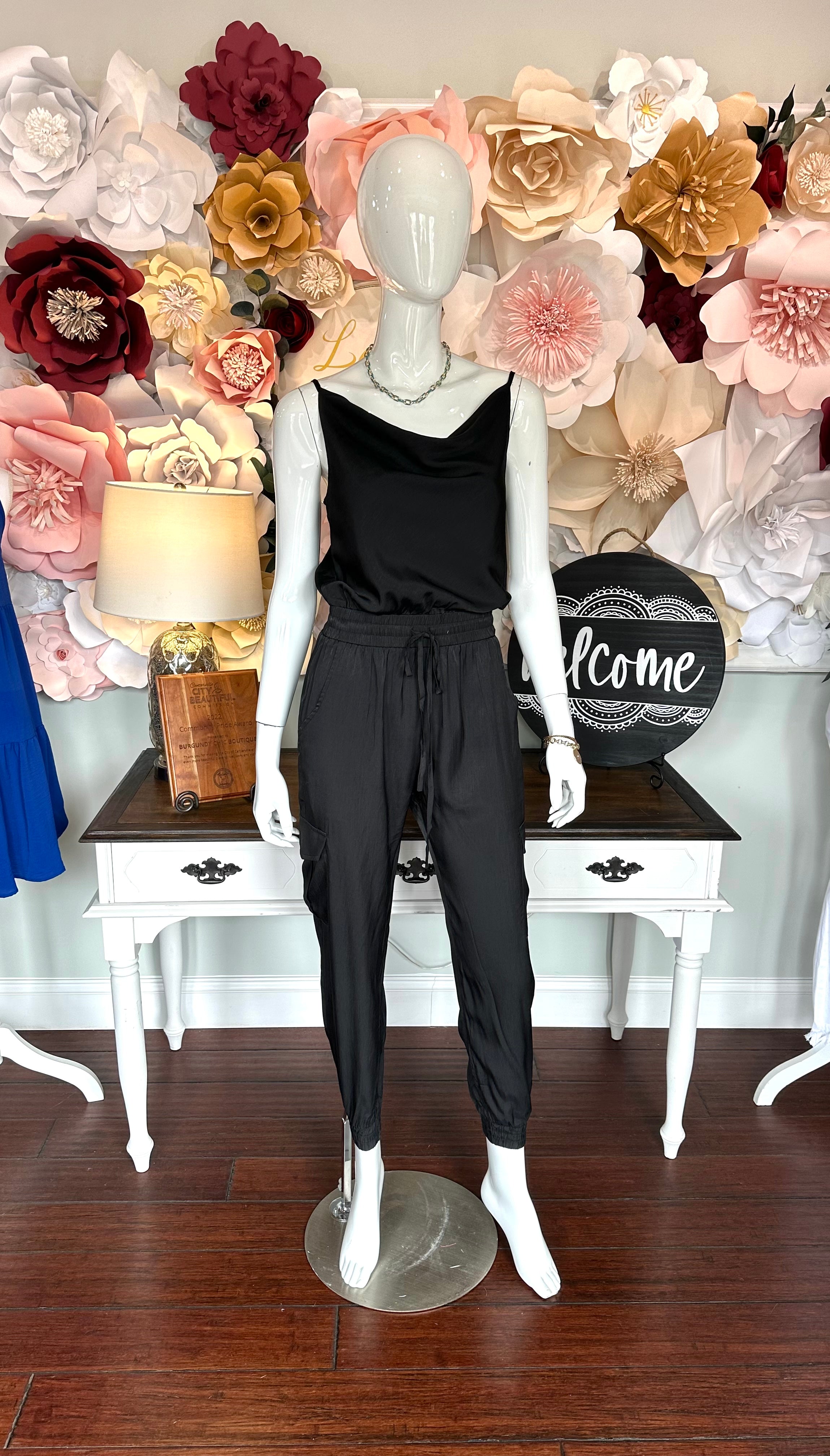 Black Sleeveless Jumpsuit with scoop neck