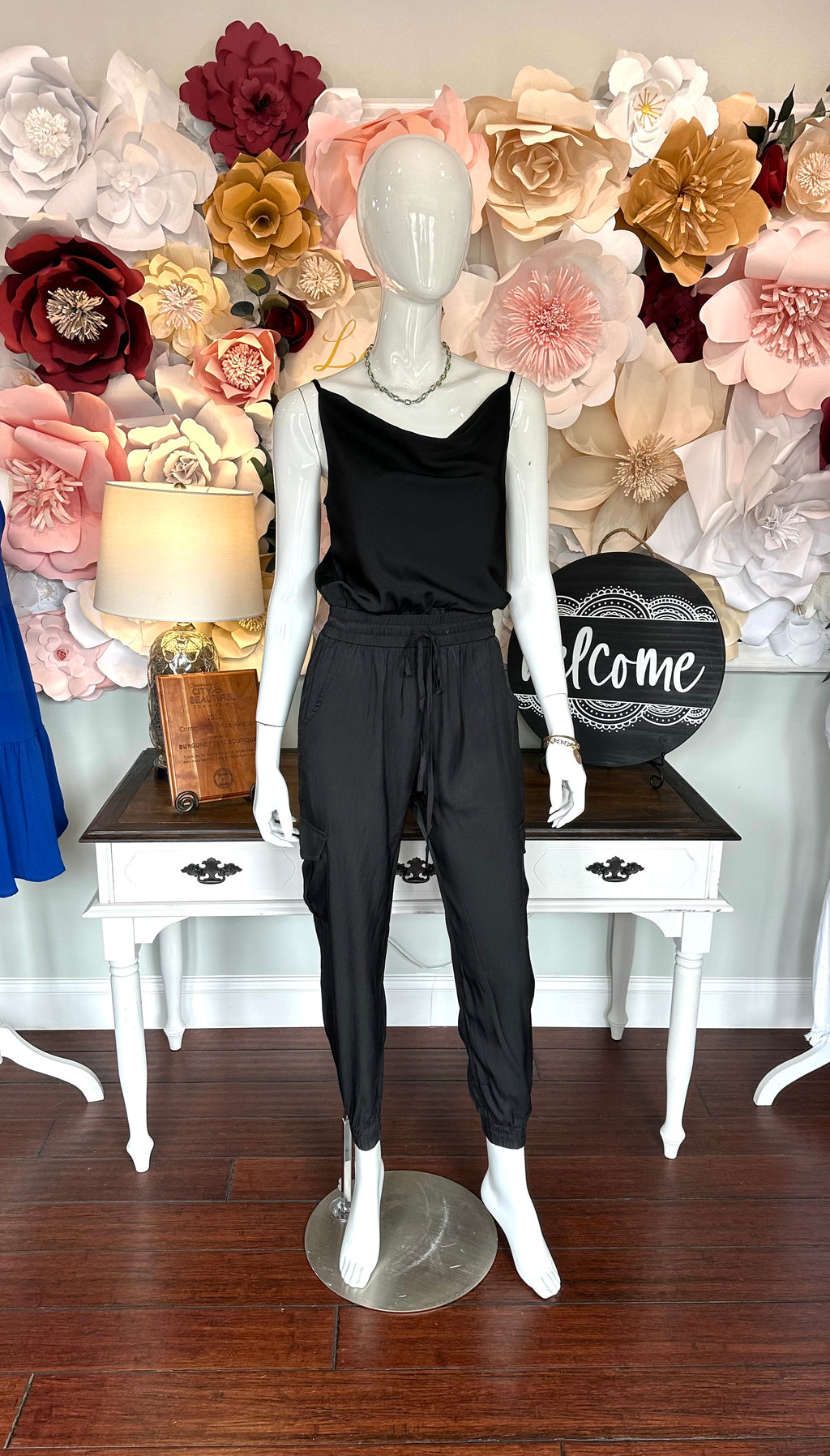 Black Sleeveless Jumpsuit with scoop neck
