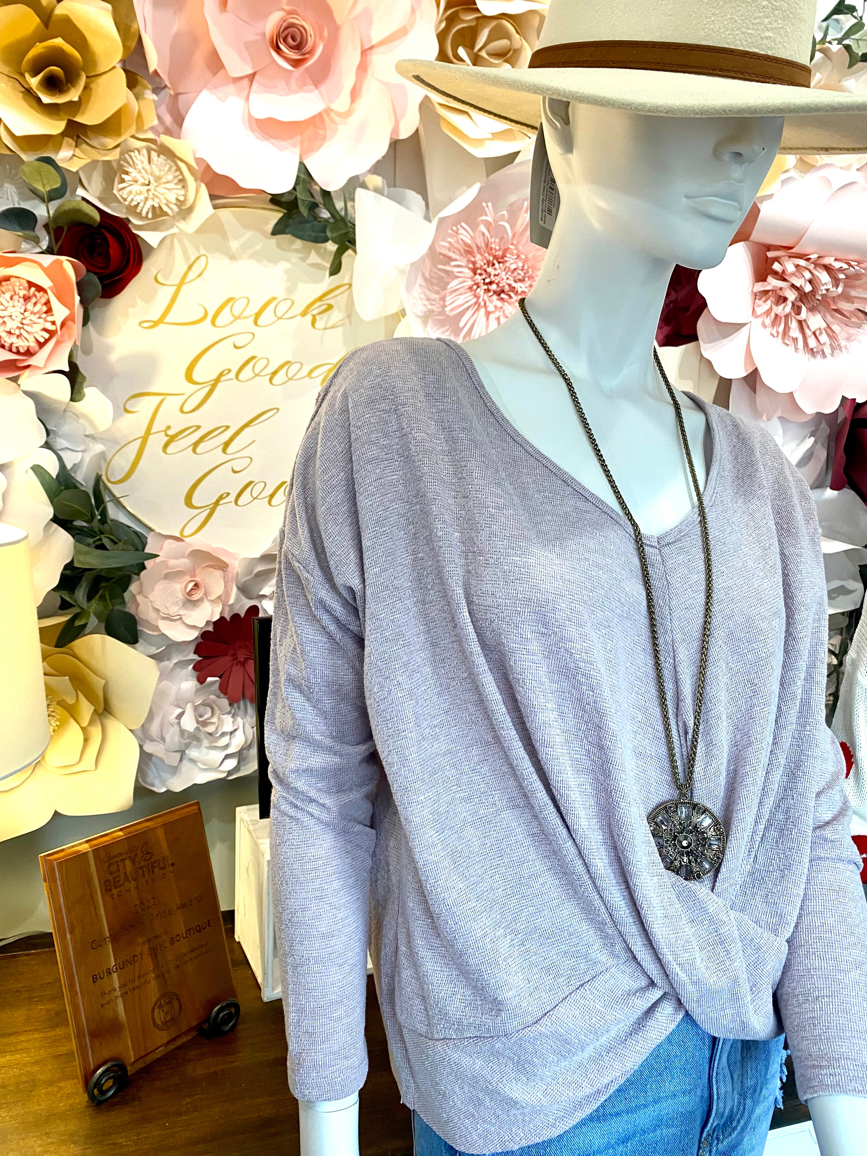 Dusty Lilac Top with Front knot detail
