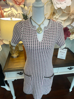 Pink Grey Tweed Dress