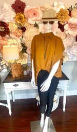 Crepe Mock Neck Back Neck Tie Top