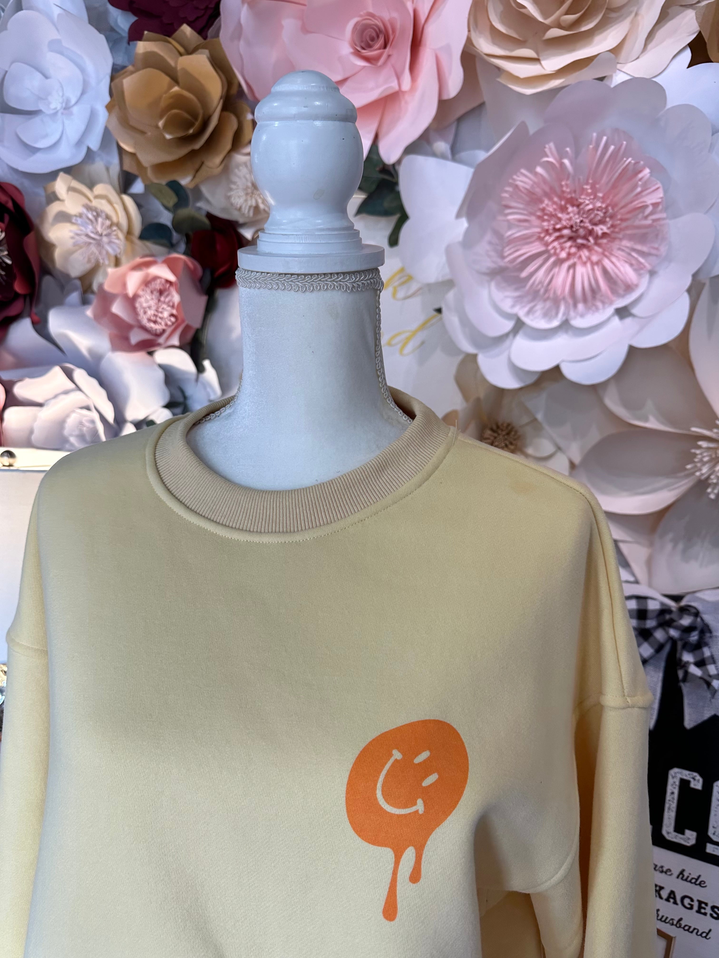 Lemon Sweatshirt with Orange Smile Face