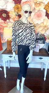 Cropped Zebra Print Pullover