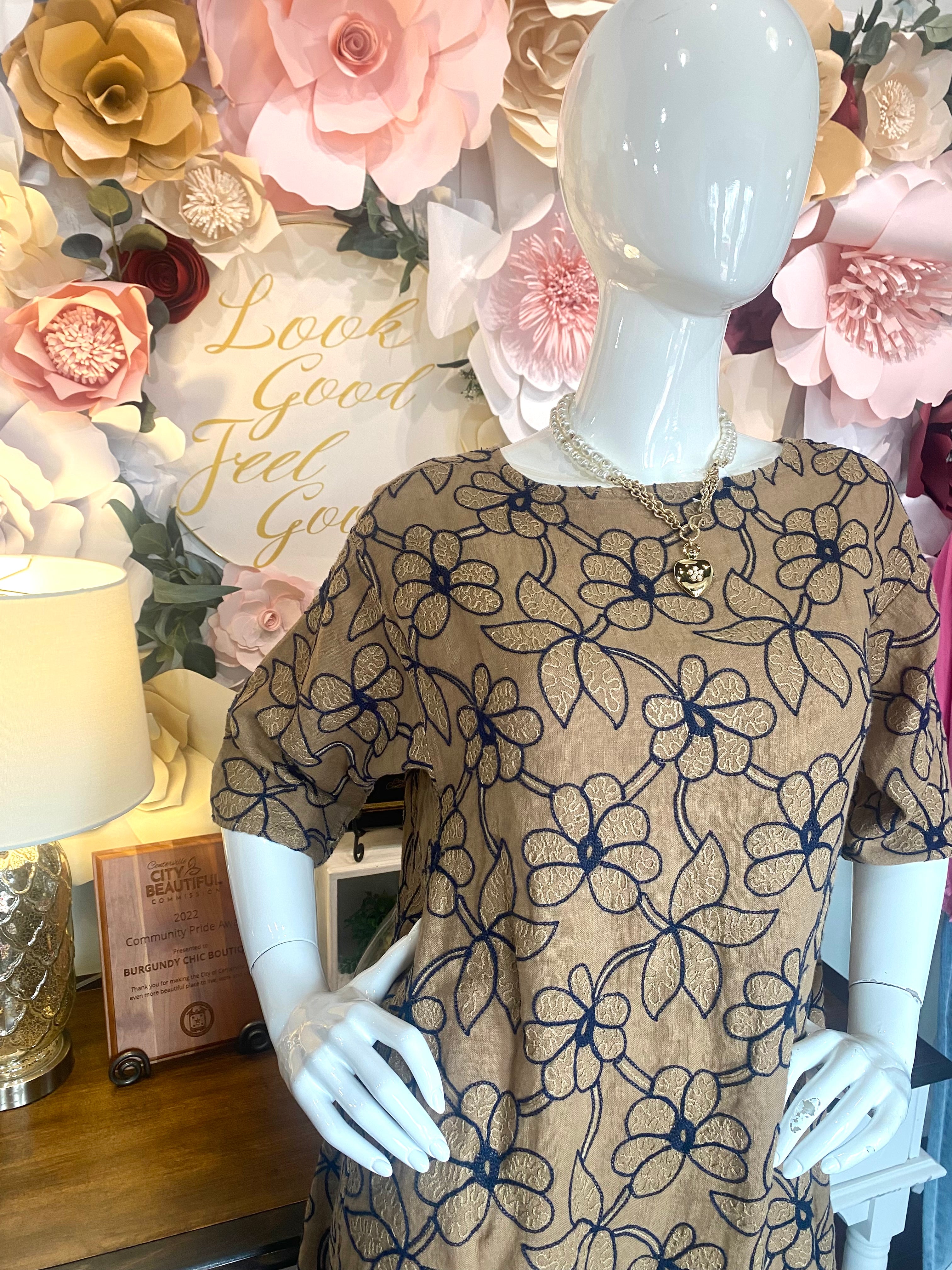Camille Brown with Blue Flowers Dress