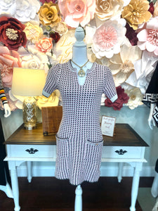 Pink Grey Tweed Dress