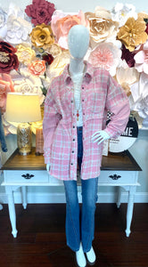 Light Pink Tweed Long Jacket