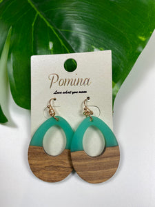 Wood & Acrylic Oval Earrings